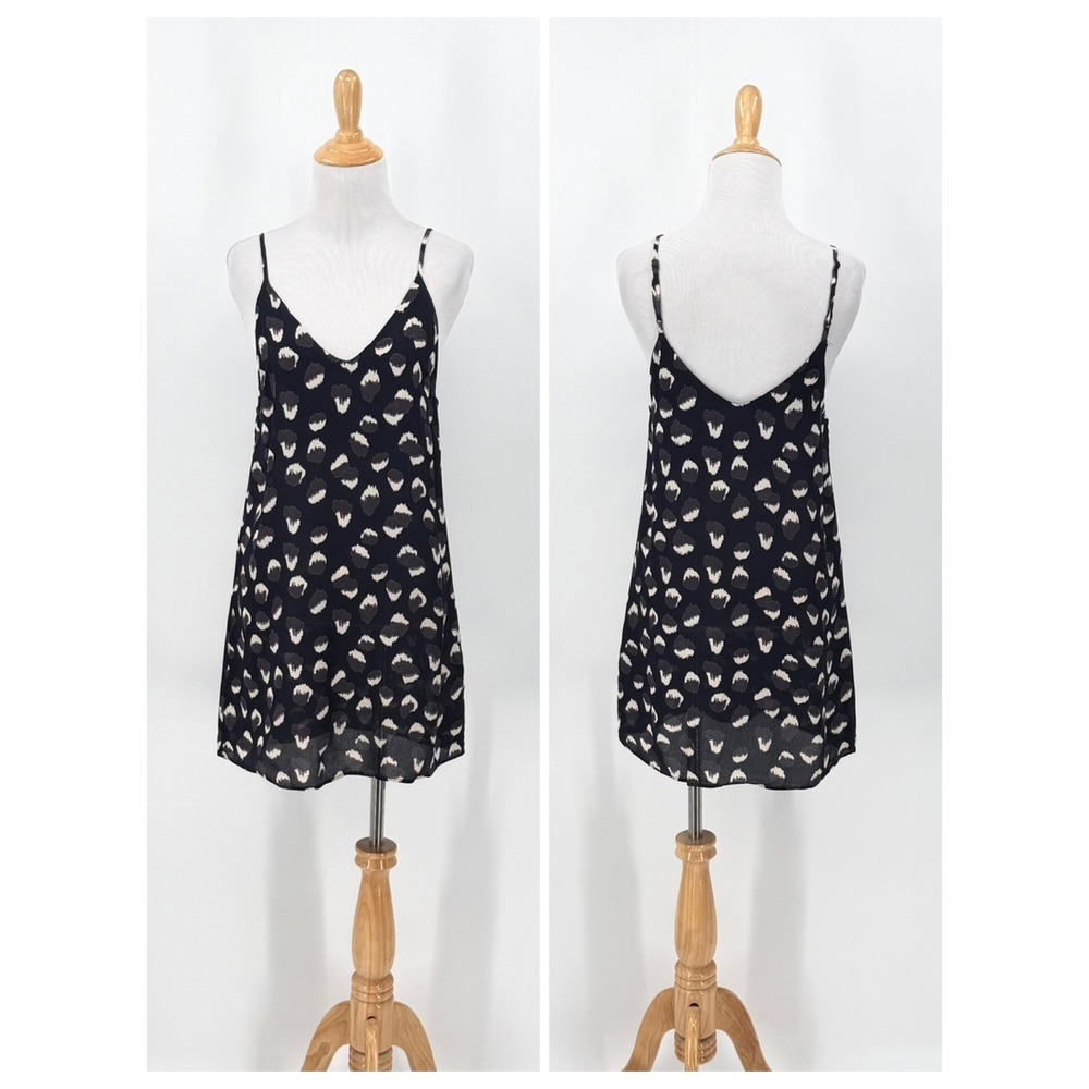 REFORMATION Eli 90s Mini Slip Dress Womens XS Black Gray Wild Child Animal Print - Picture 2 of 16